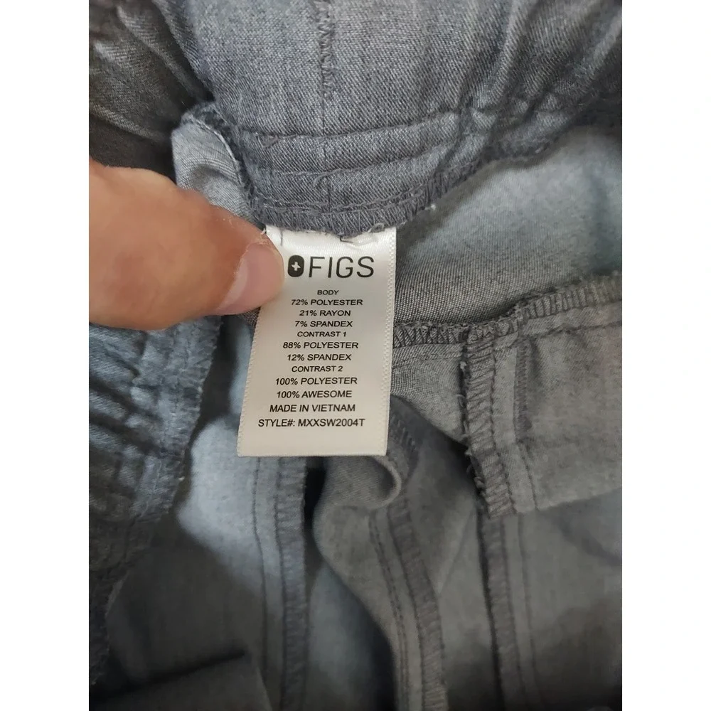 Figs Pants Men Large Tall LT Scrub Jogger Gray Tansen Tapered Drawstring Medical